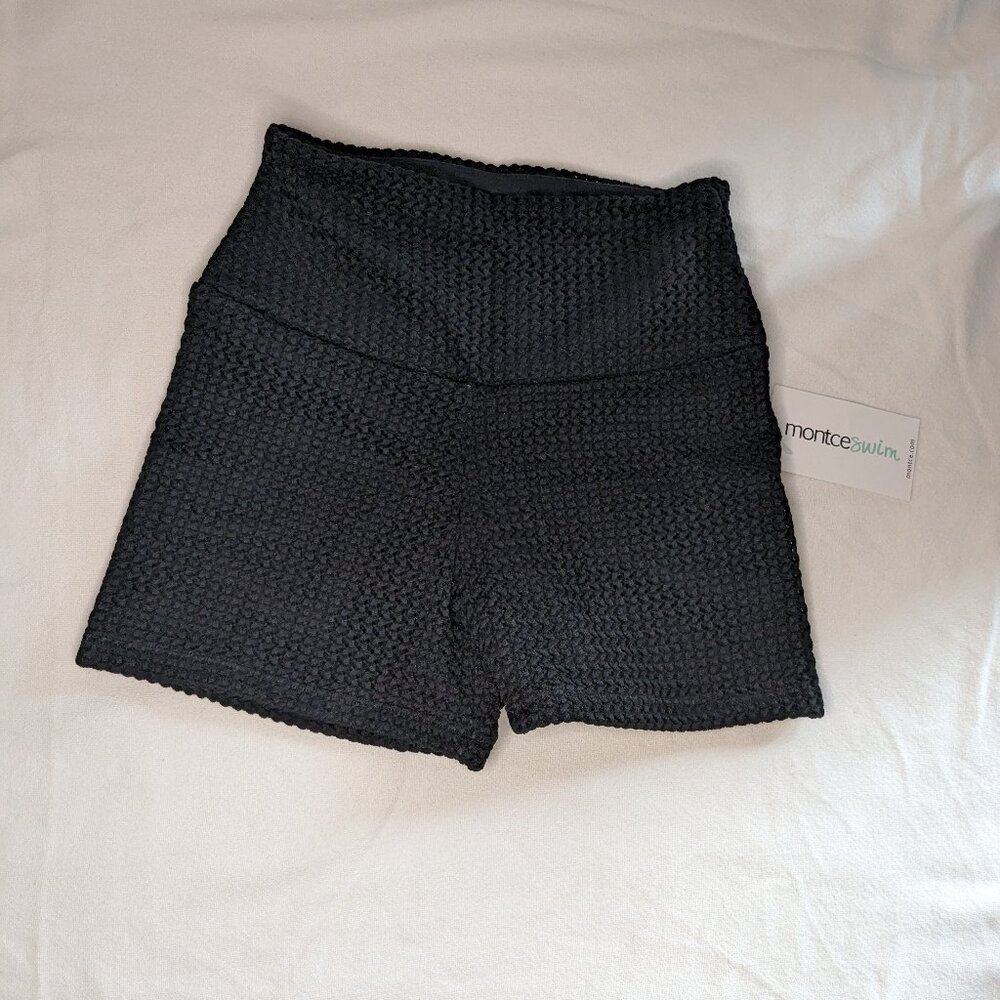 Montce Black Crochet Biker Shorts